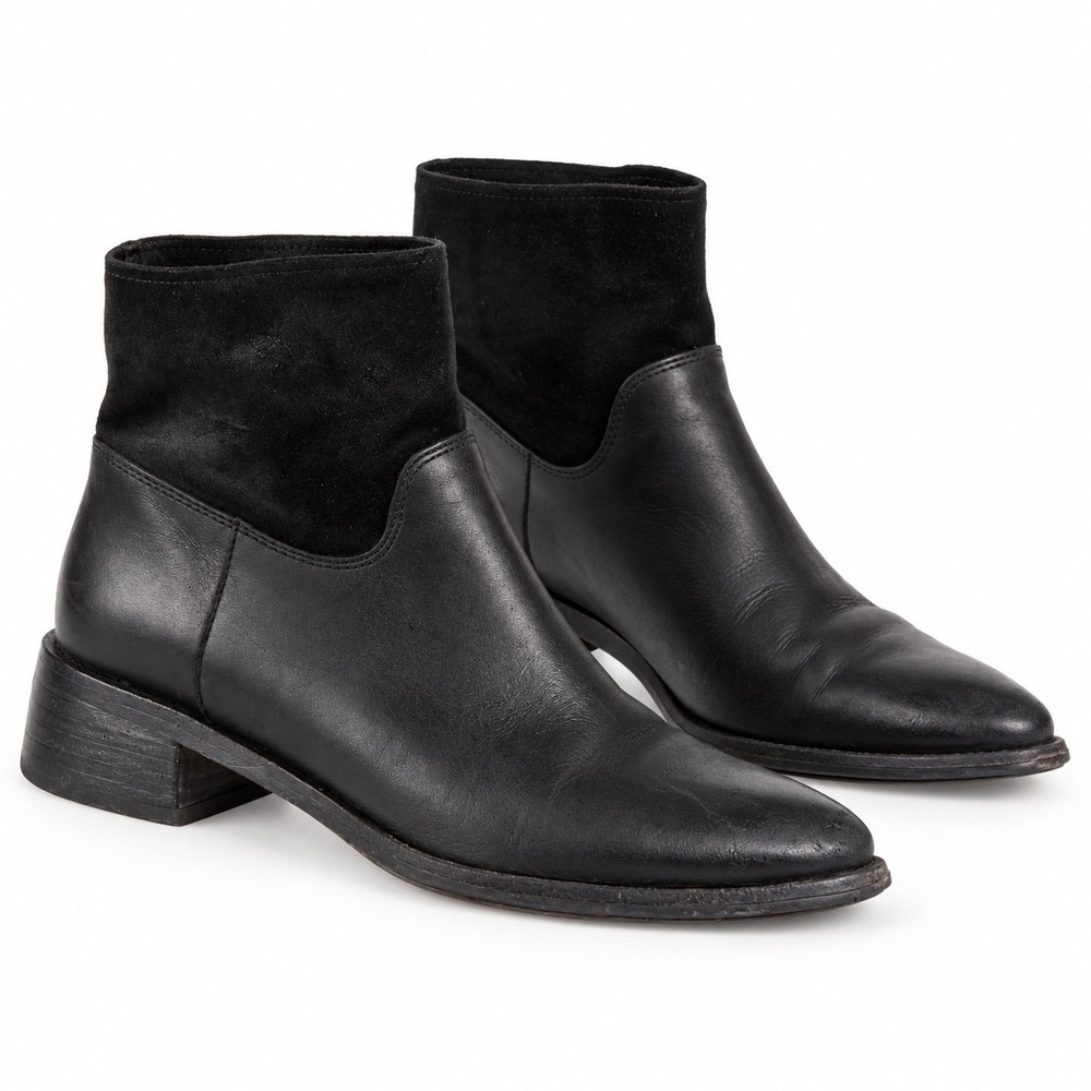 Donald J Pliner Vintage Y2K Black Leather Suede Ankle Boots Women's Size 8.5M